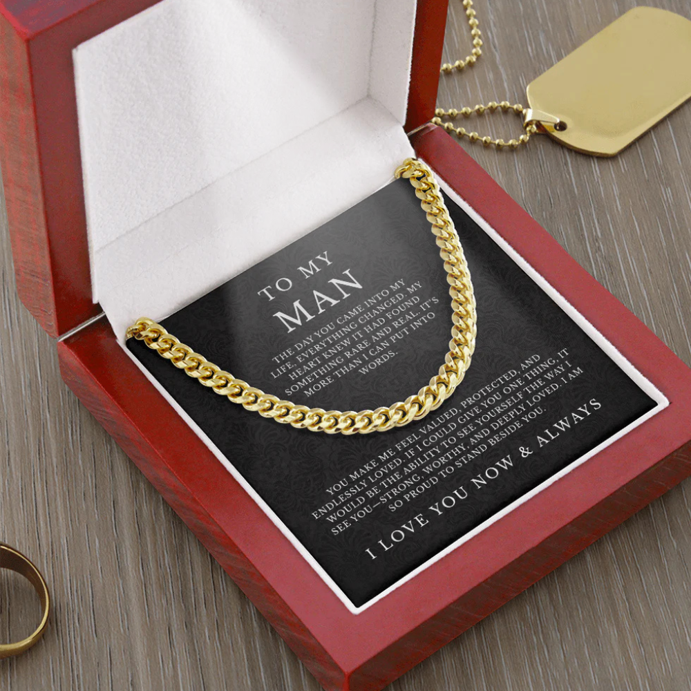 To My Man Cuban Link Chain, Husband Boyfriend Gift