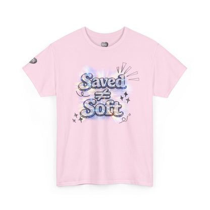 Saved ≠ Soft Tee — Women's Faith Graphic T-Shirt