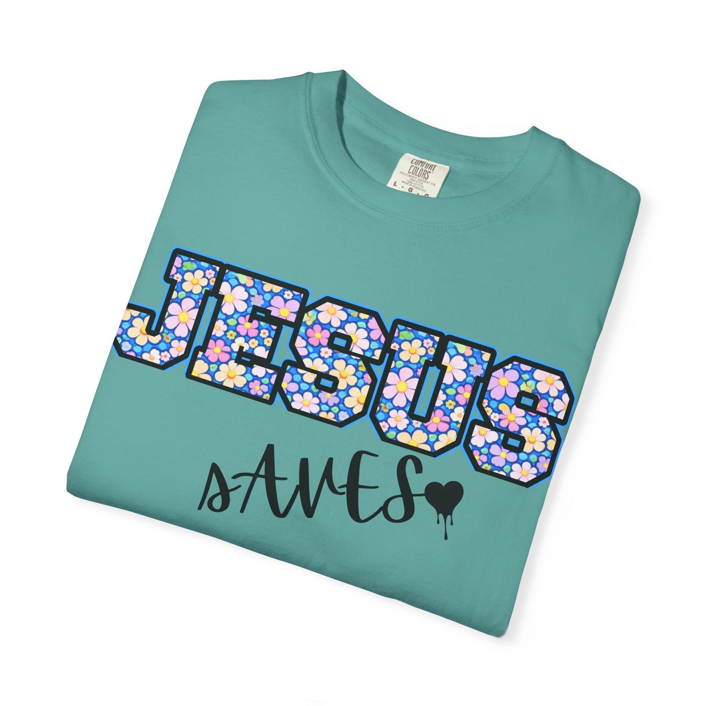 Jesus Saves Floral T-Shirt — Christian Faith Graphic Tee
