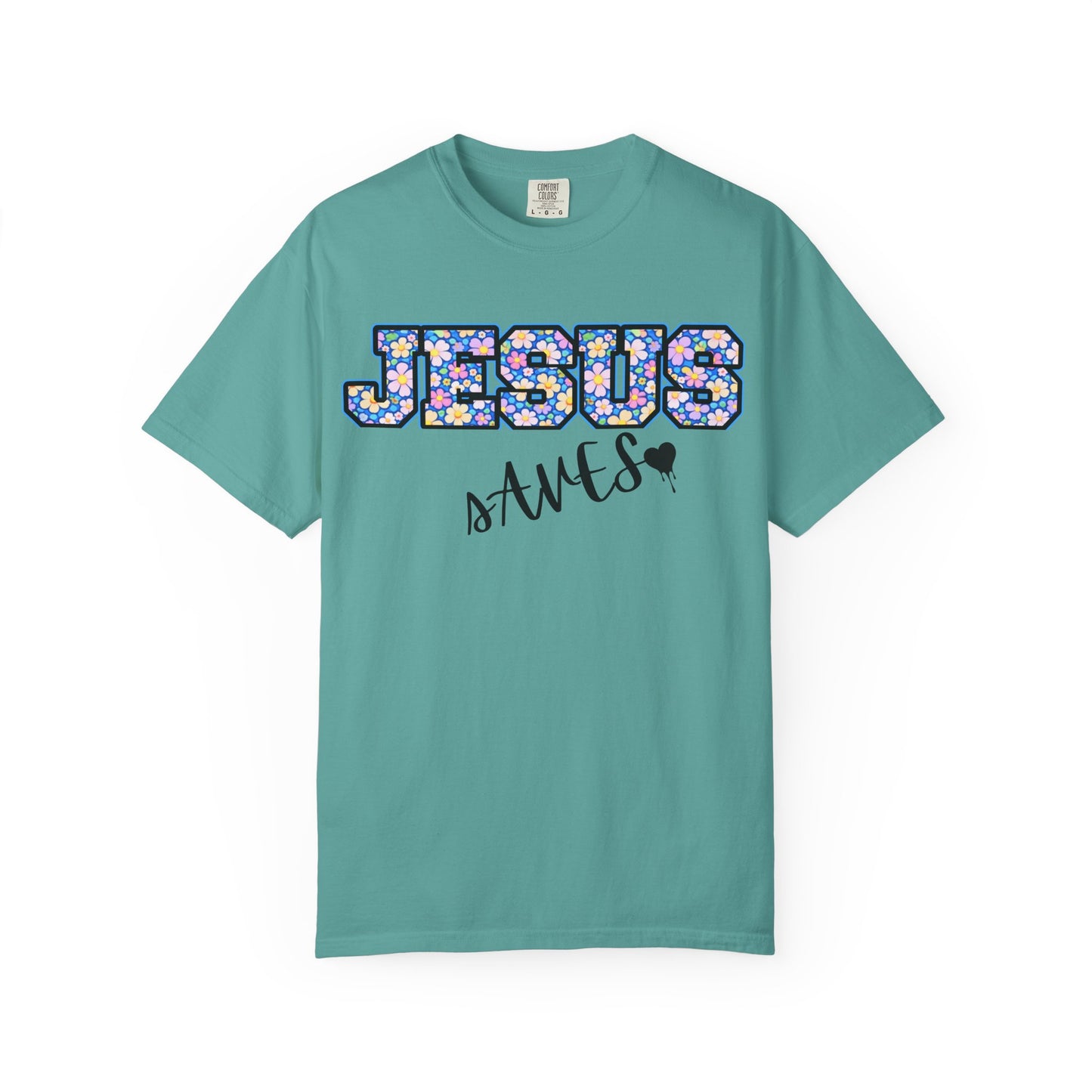 Jesus Saves Floral T-Shirt — Christian Faith Graphic Tee