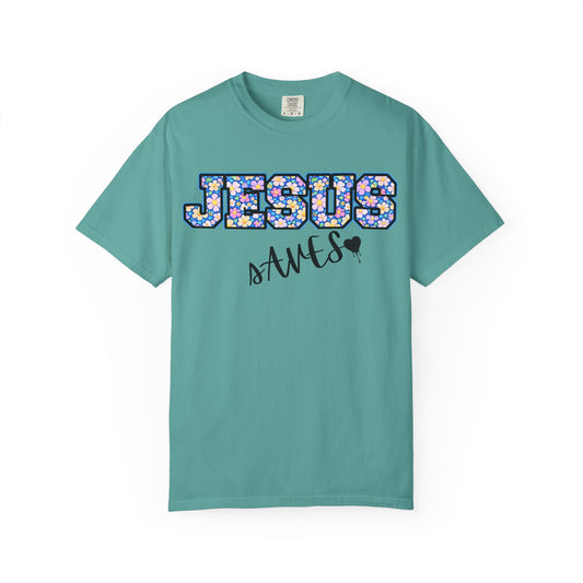 Jesus Saves Floral T-Shirt — Christian Faith Graphic Tee