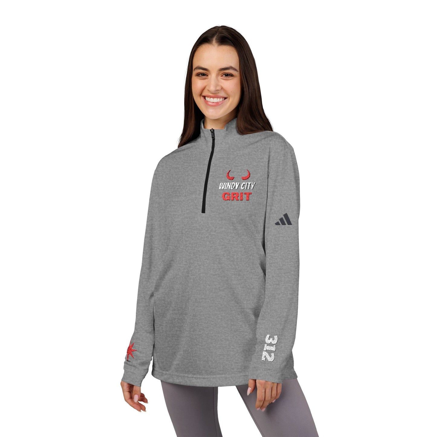Adidas® Quarter-Zip Embroidered Pullover – Chicago Style