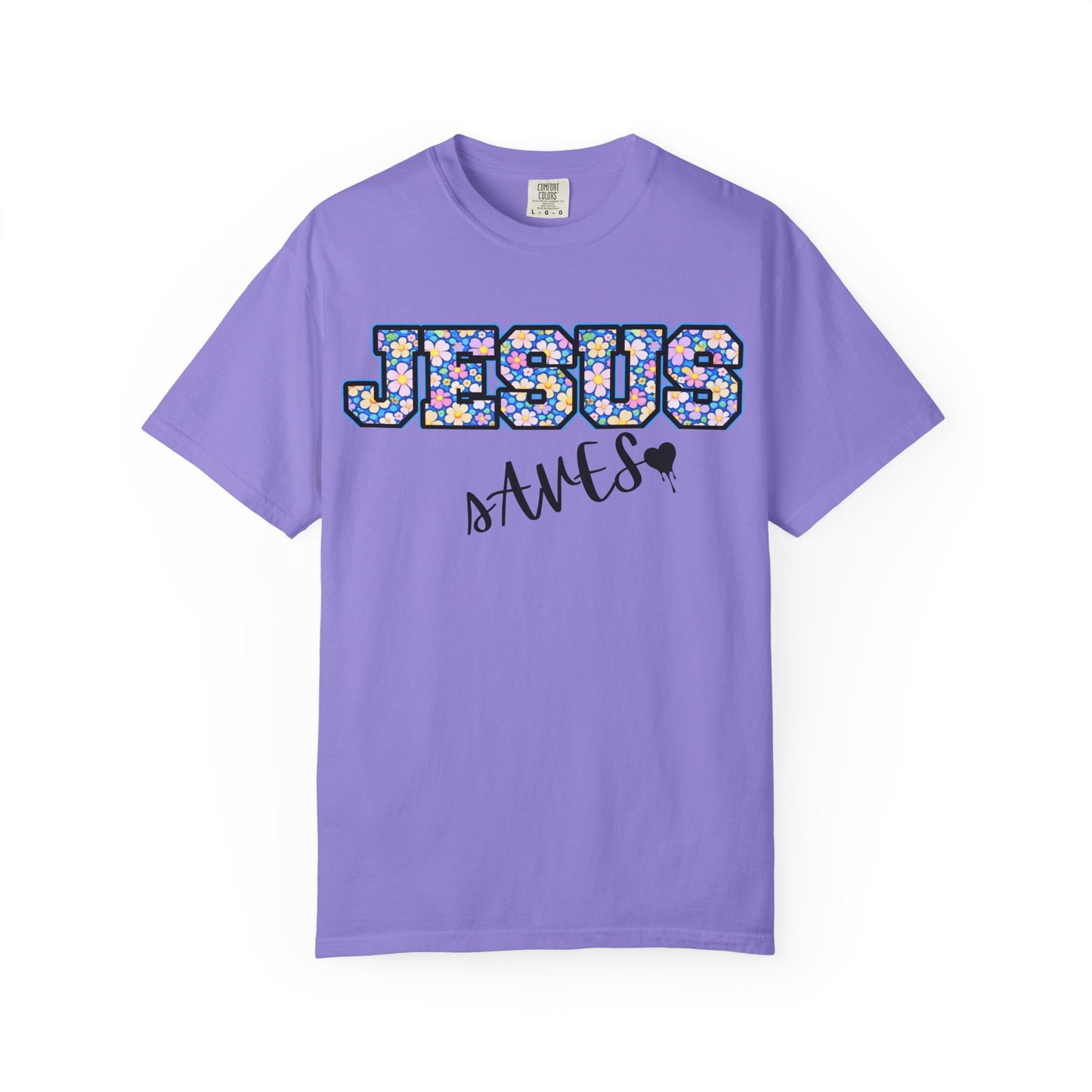 Jesus Saves Floral T-Shirt — Christian Faith Graphic Tee