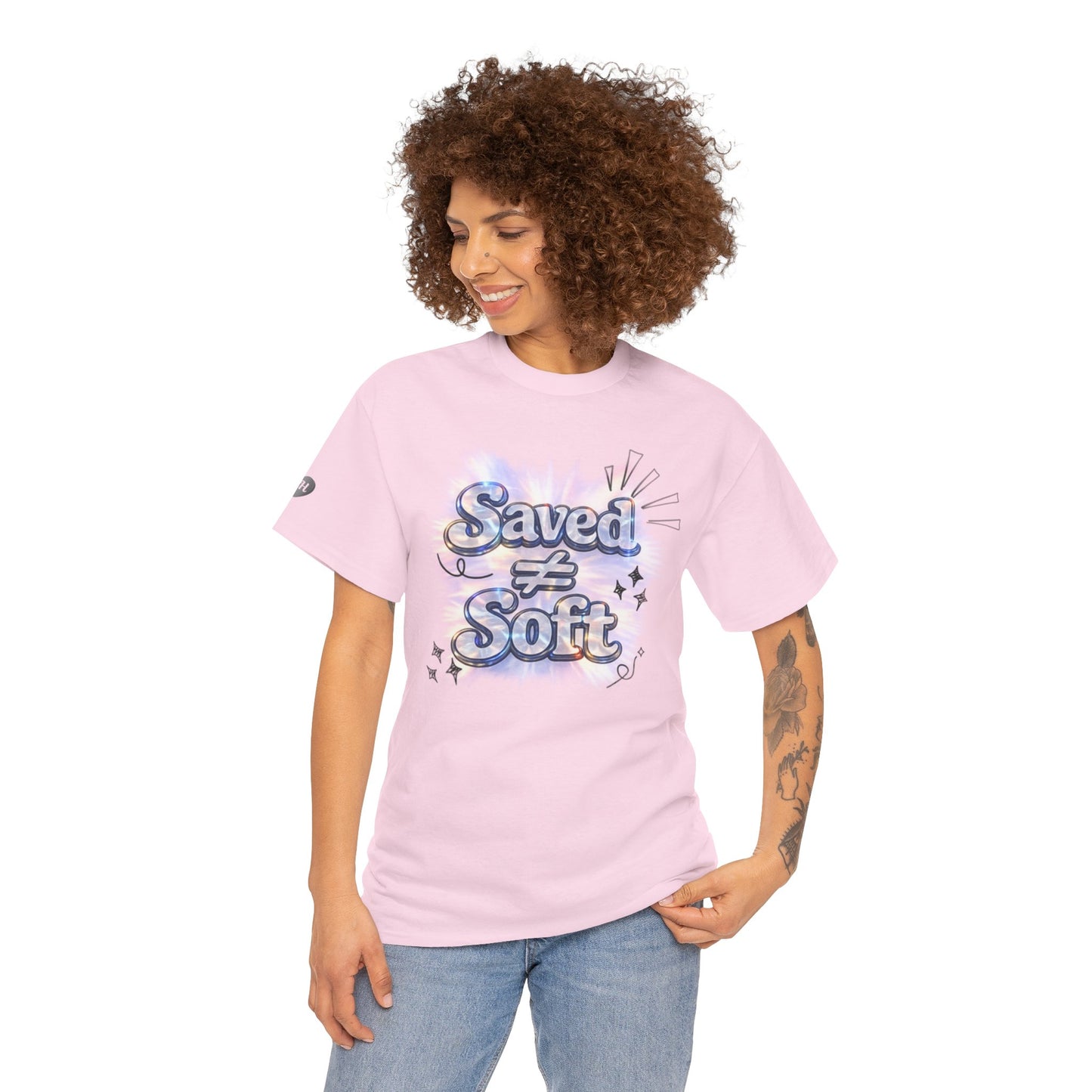 Saved ≠ Soft Tee — Women's Faith Graphic T-Shirt