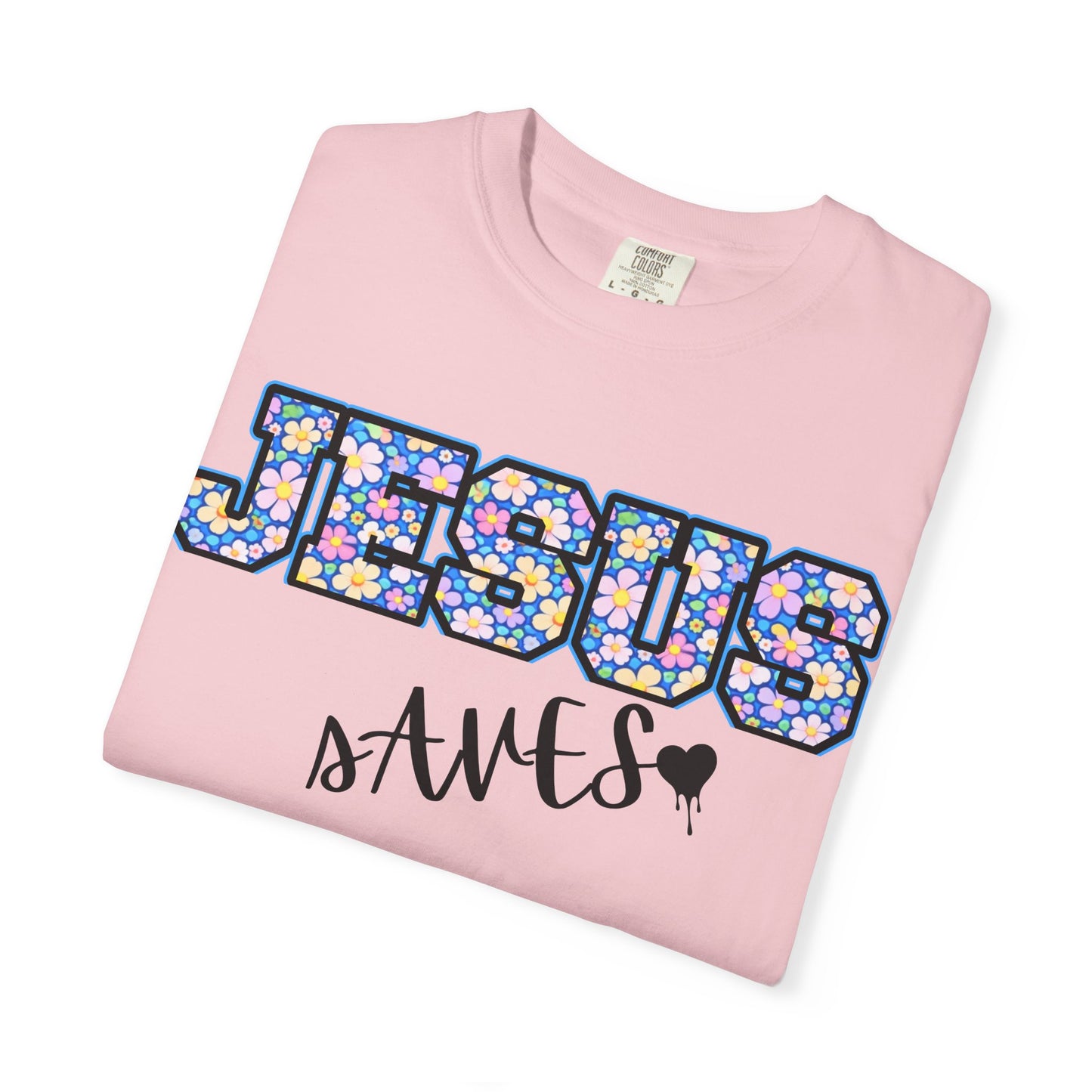 Jesus Saves Floral T-Shirt — Christian Faith Graphic Tee