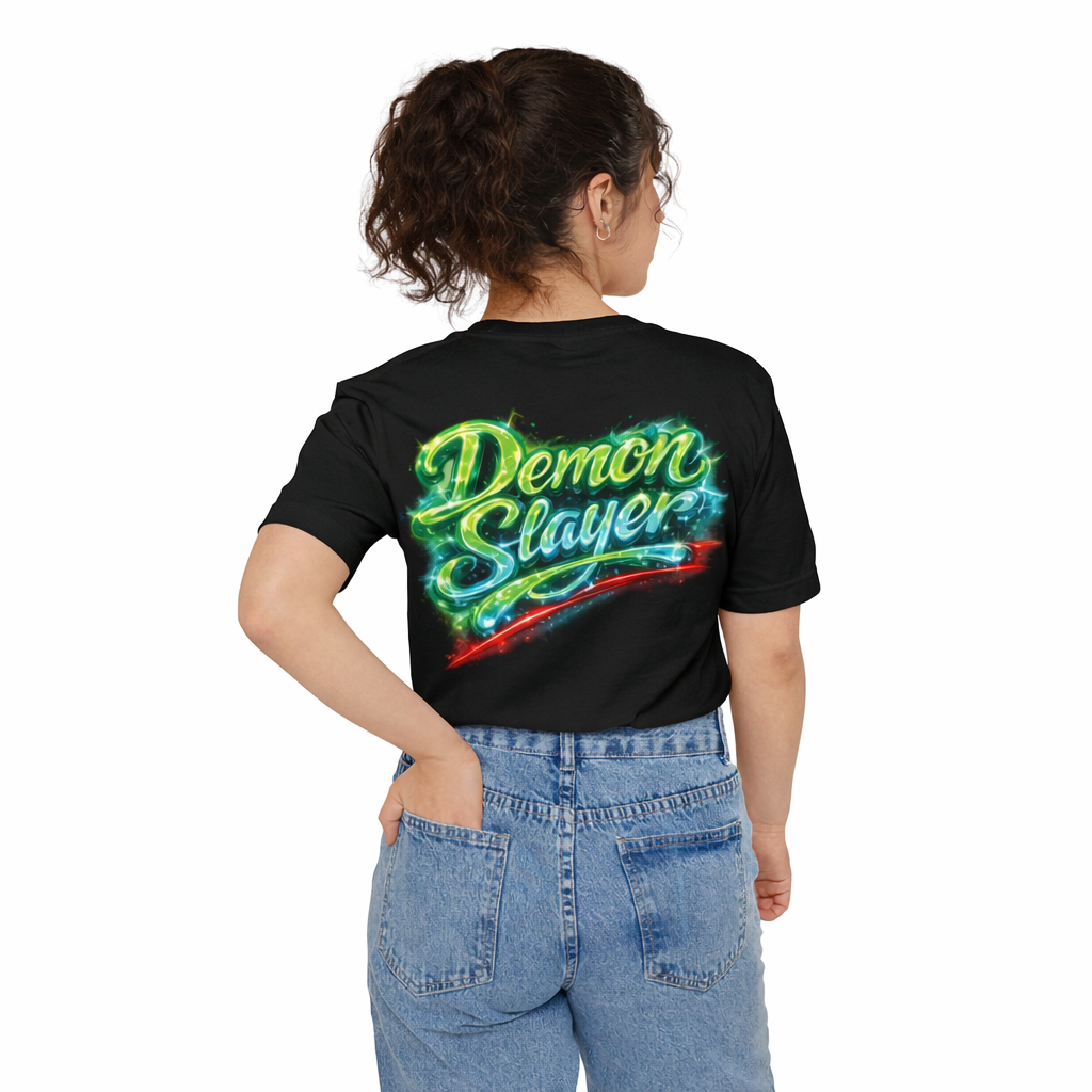 Demon Slayer T-shirt | Unisex Neon Script Pocket Tee, Faith-Inspired Wear