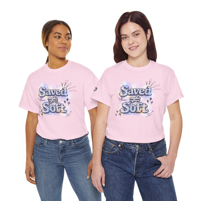 Saved ≠ Soft Tee — Women's Faith Graphic T-Shirt