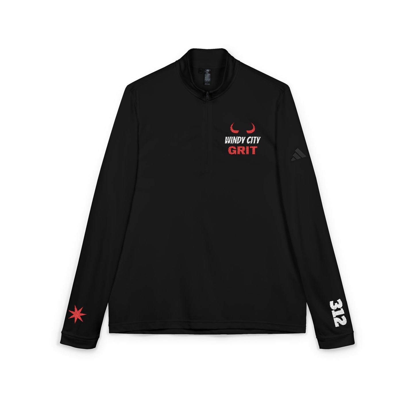 Adidas® Quarter-Zip Embroidered Pullover – Chicago Style