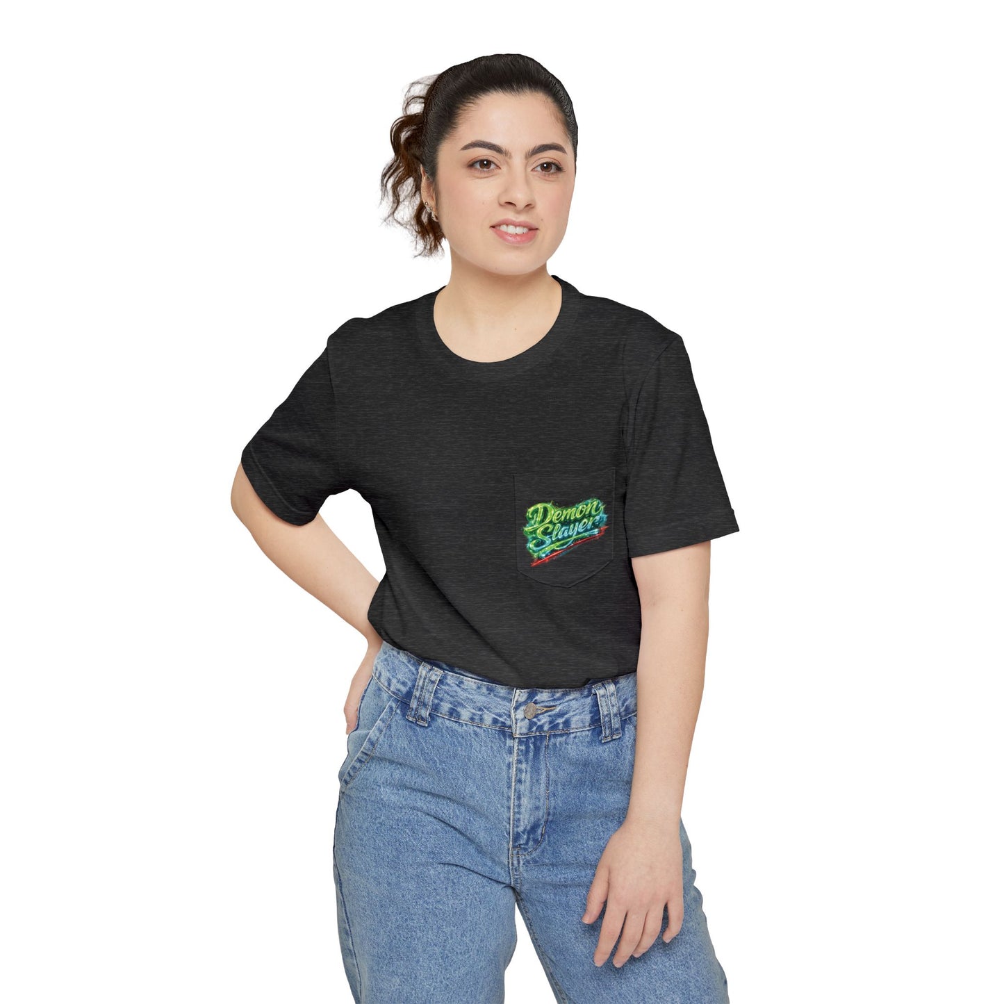 Demon Slayer T-shirt | Unisex Neon Script Pocket Tee, Faith-Inspired Wear