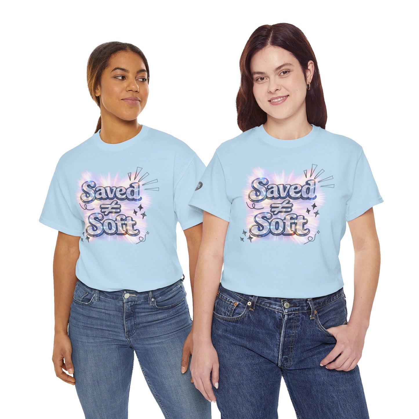 Saved ≠ Soft Tee — Women's Faith Graphic T-Shirt