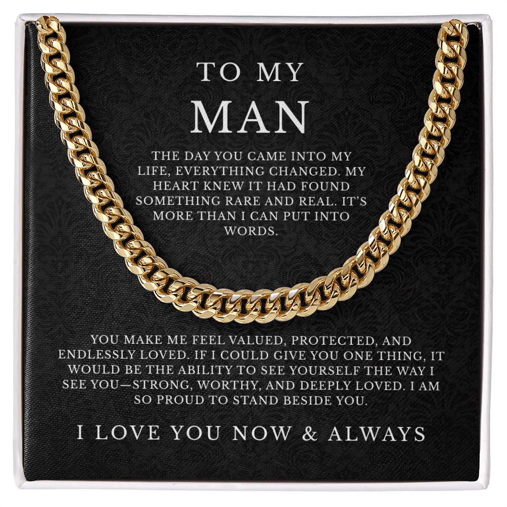 To My Man Cuban Link Chain, Husband Boyfriend Gift