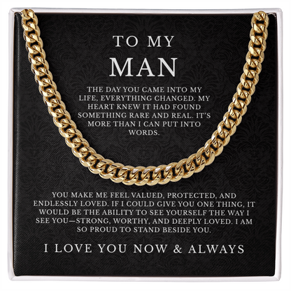To My Man Cuban Link Chain, Husband Boyfriend Gift