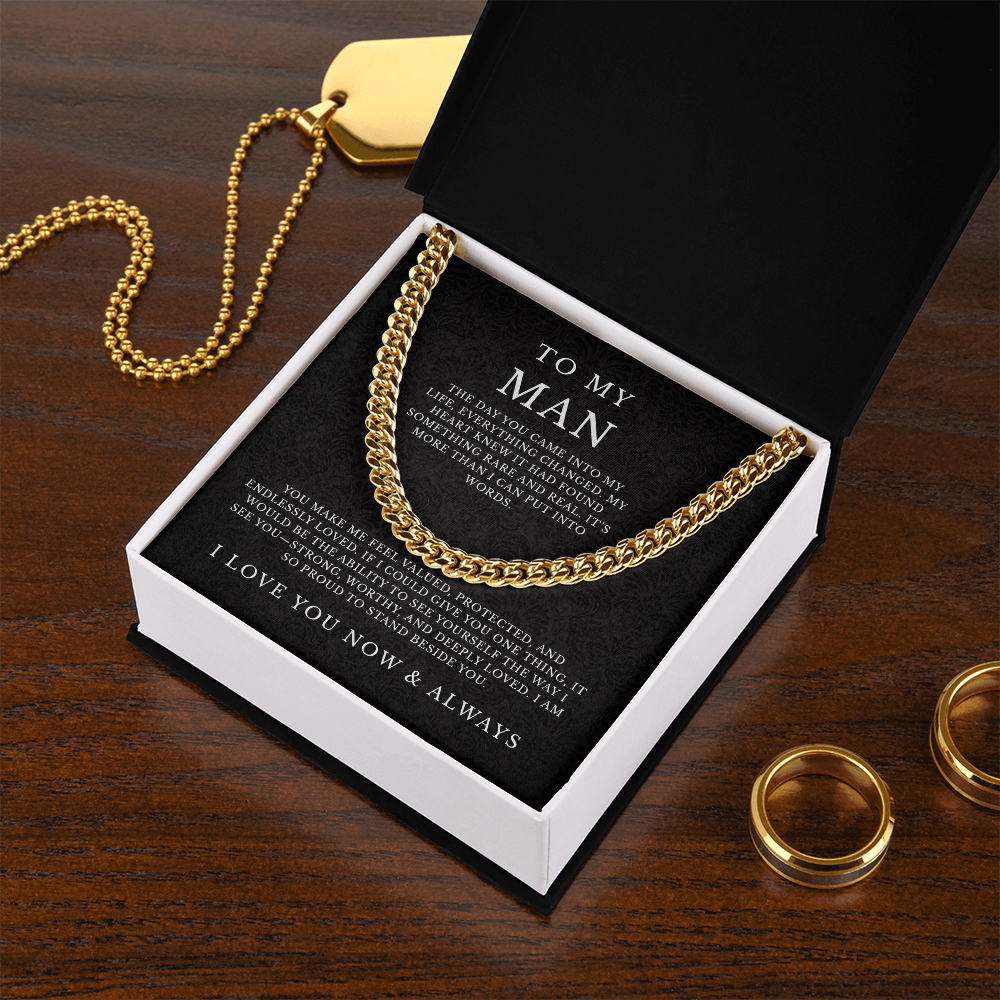 To My Man Cuban Link Chain, Husband Boyfriend Gift