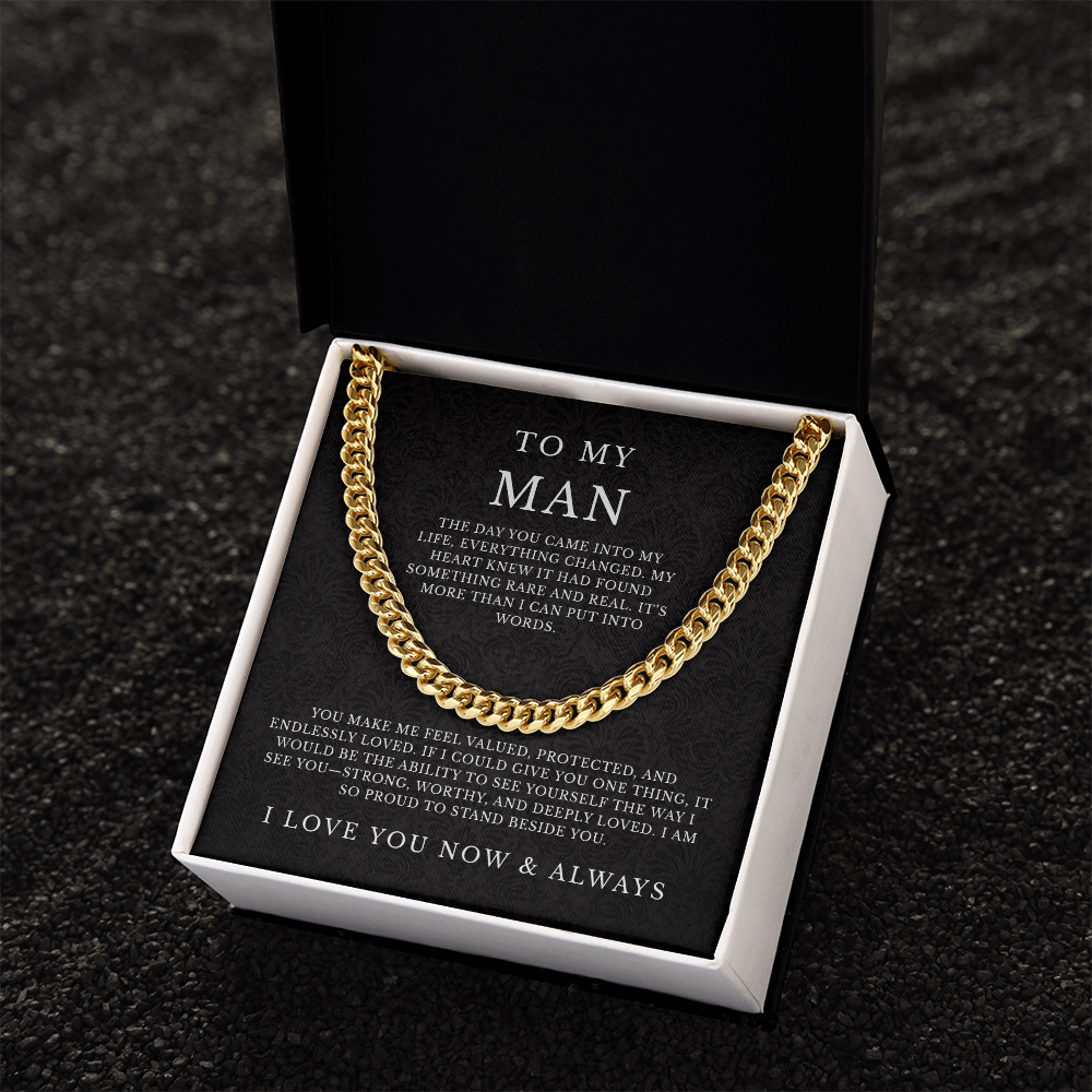 To My Man Cuban Link Chain, Husband Boyfriend Gift