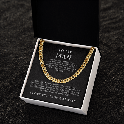 To My Man Cuban Link Chain, Husband Boyfriend Gift