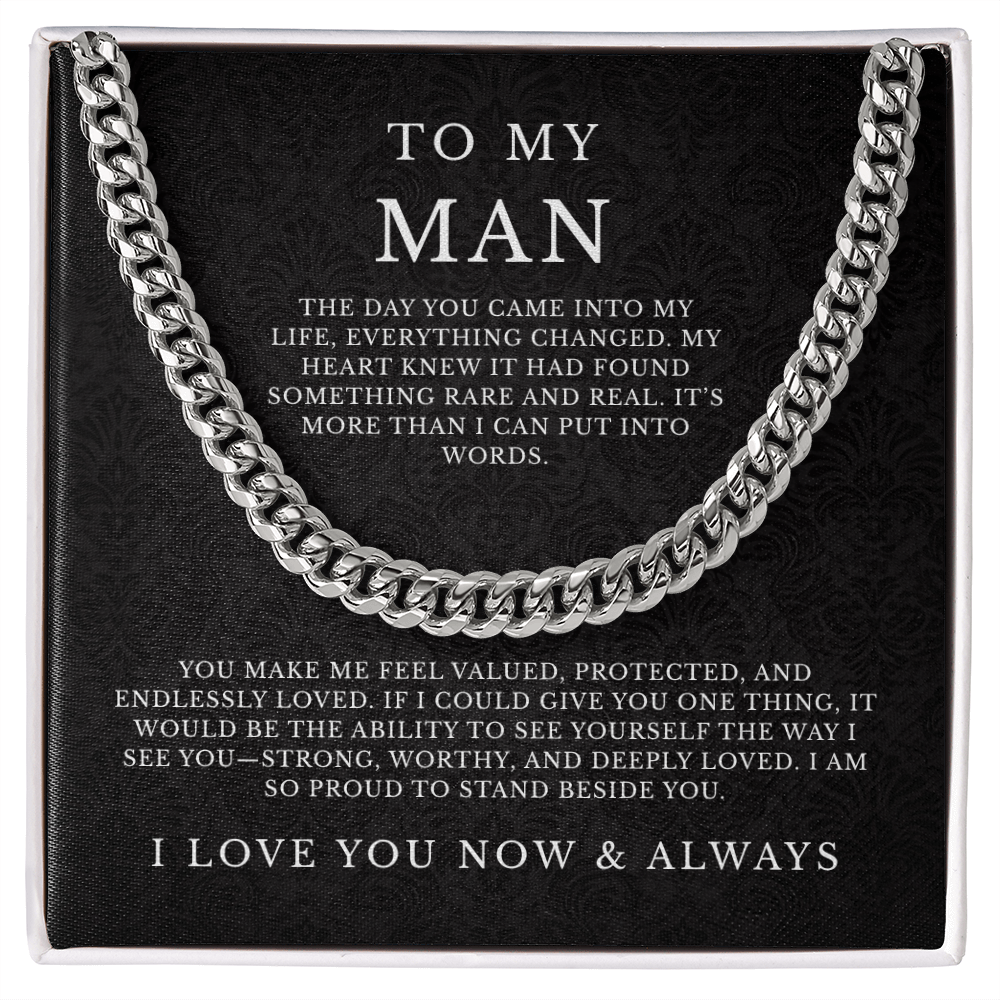 To My Man Cuban Link Chain, Husband Boyfriend Gift