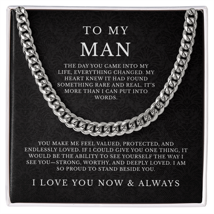 To My Man Cuban Link Chain, Husband Boyfriend Gift