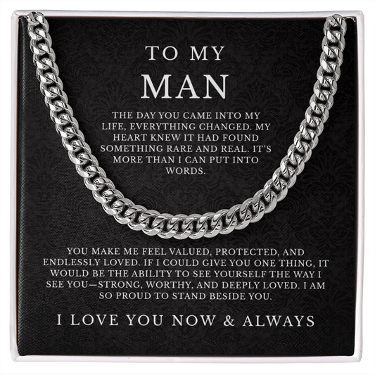 To My Man Cuban Link Chain, Husband Boyfriend Gift