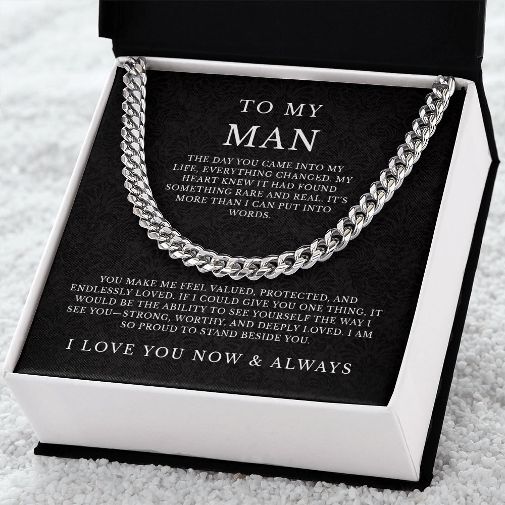 To My Man Cuban Link Chain, Husband Boyfriend Gift