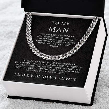 To My Man Cuban Link Chain, Husband Boyfriend Gift