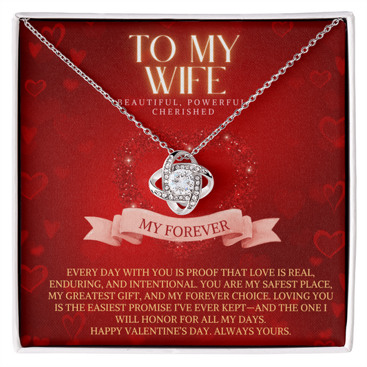 To My Wife Valentine Love Knot Necklace