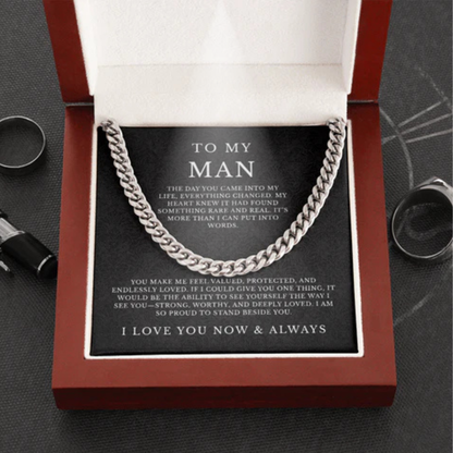 To My Man Cuban Link Chain, Husband Boyfriend Gift